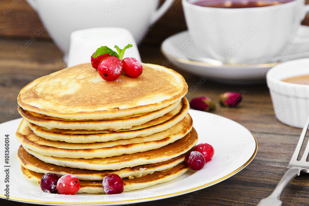 Tasty Pancakes with Cranberry Stack Tasty Pancakes with Cranberry Stack