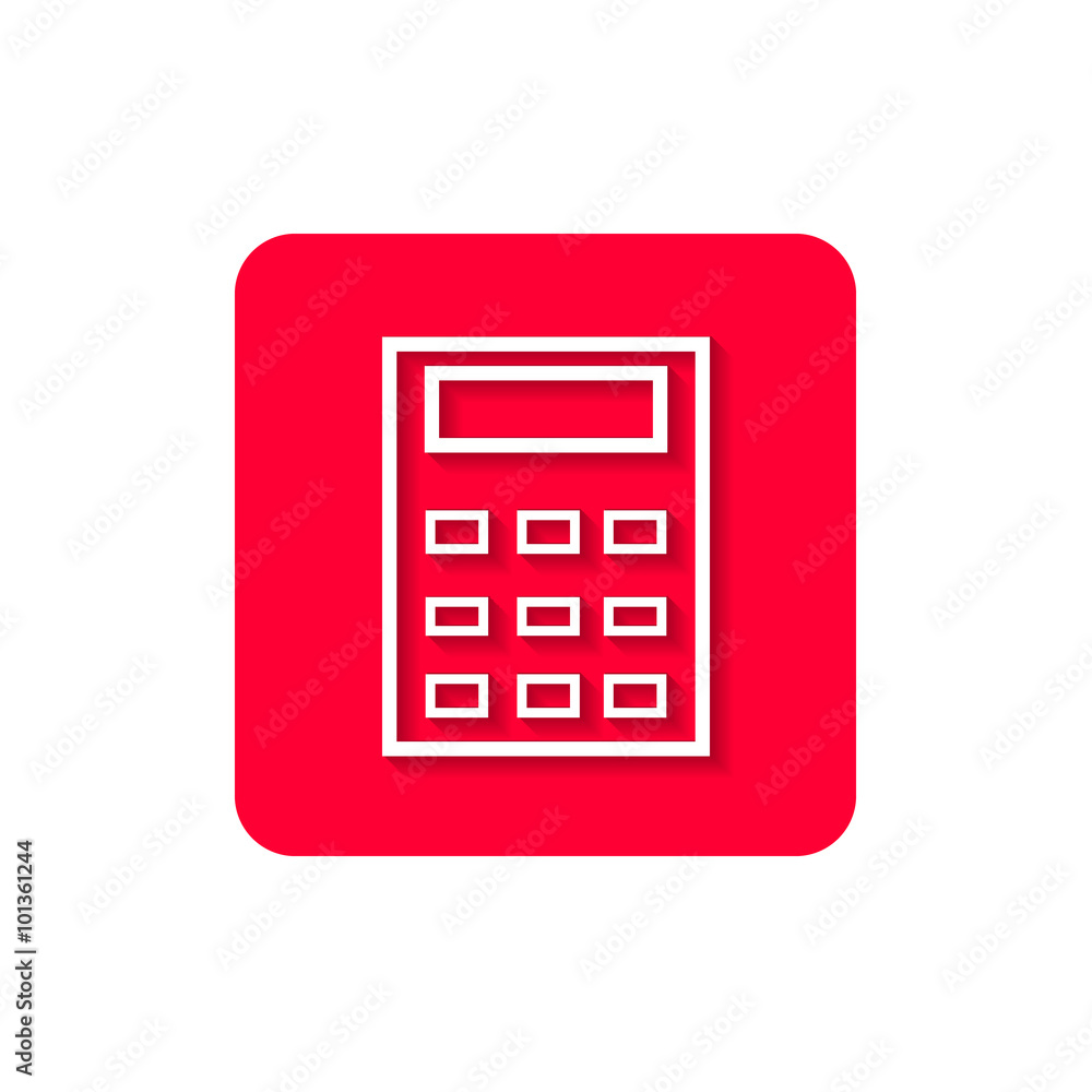 A flat icons for web, that showing the symbol of calculator on a red. A flat icons for web, that showing the symbol of calculator on a red.