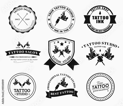 Set tattoo logos of different styles