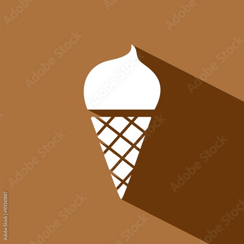 Icono de helado sobre un fondo marrón. Ilustración vectorial