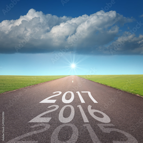 Empty road concept to upcoming 2016 new year