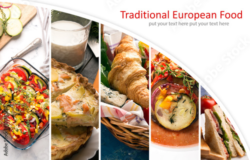 European food photo collage