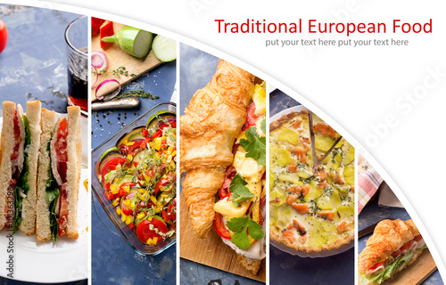 European food photo collage