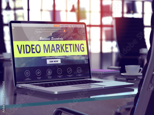 Video Marketing Concept on Laptop Screen. photo