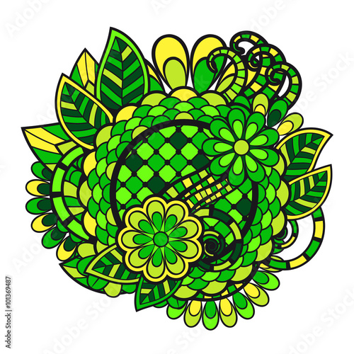 Zen tangle doodle floral ornament