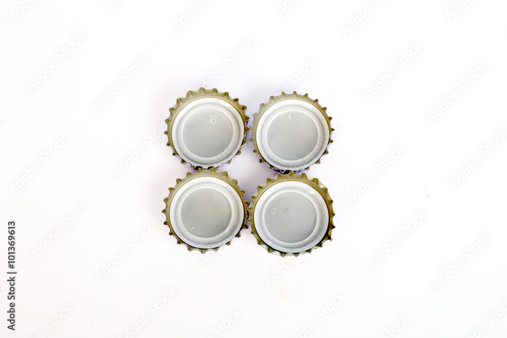 Bottle Cap  On Whitebackground ,selective focus