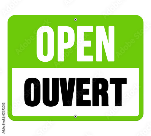 Ouvert sign in black and green
