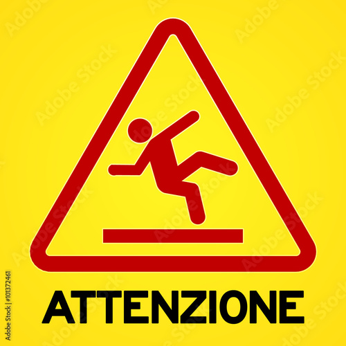 Yellow and red attenzione symbol