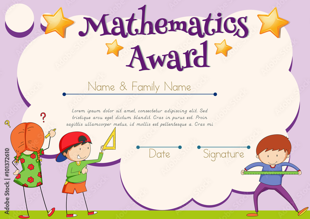 Fototapeta premium Mathematics certificate with student in background