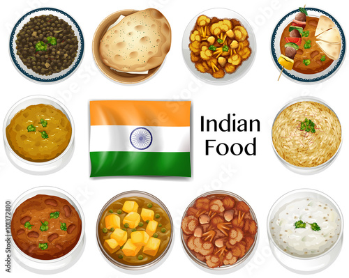 Different dish of Indian food