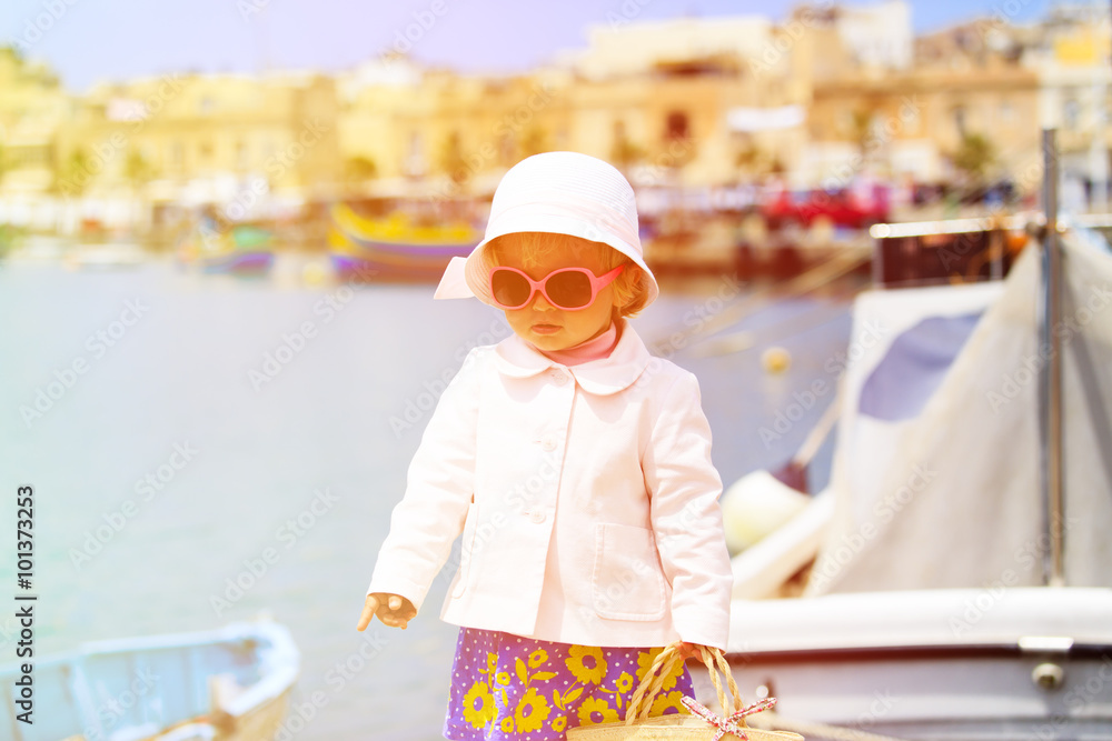 cute little lady travelling in Malta, Europe