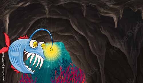 Sea monster swimming under the sea