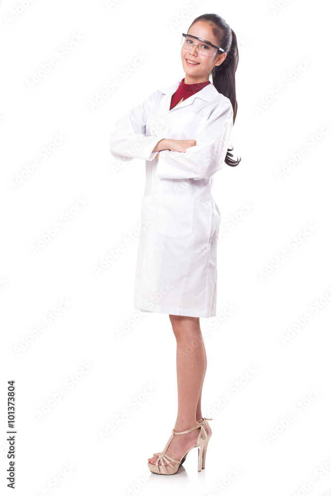 Full length portrait of young scientist on white background. Full length portrait of young scientist on white background.