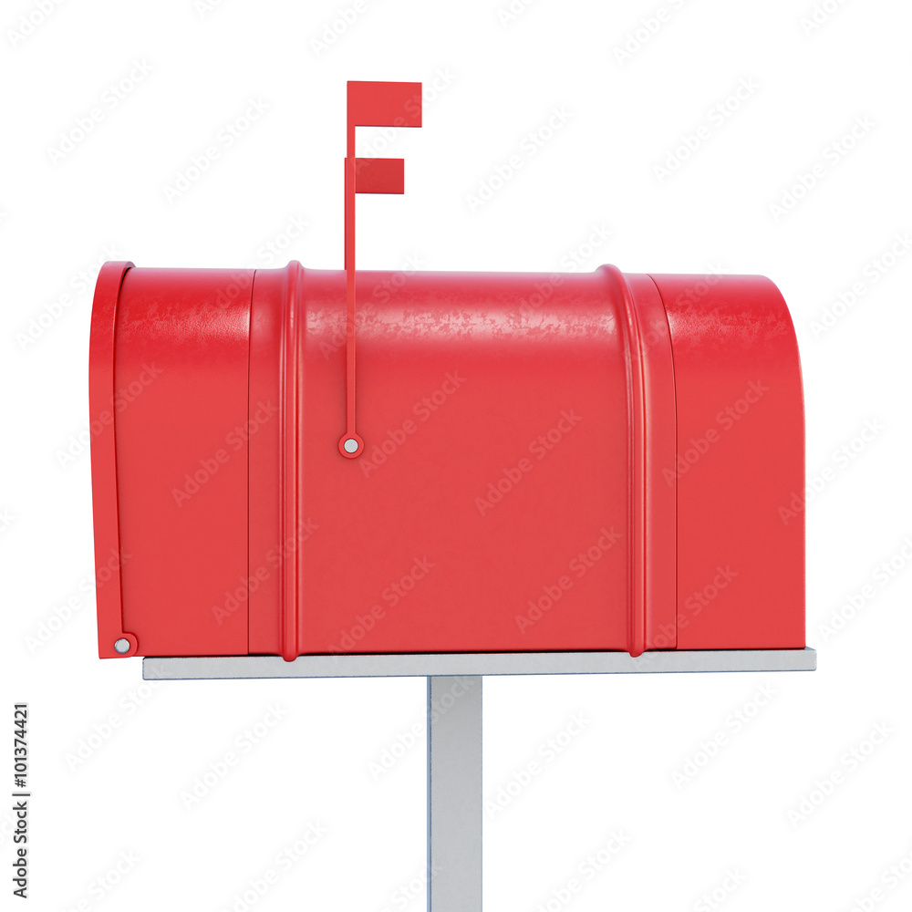 Red mailbox in profile on a white background. 3d rendering Red mailbox in profile on a white background. 3d rendering