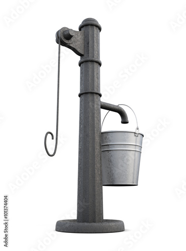 Street water pump on a white background. 3d rendering
