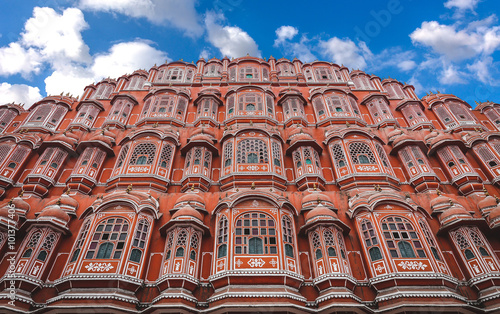 Hawa Mahal, a beautiful sandstone palace built in 1798, Jaipur, Rajasthan, India. which was also called Palace of Wind or Palace of Breeze.