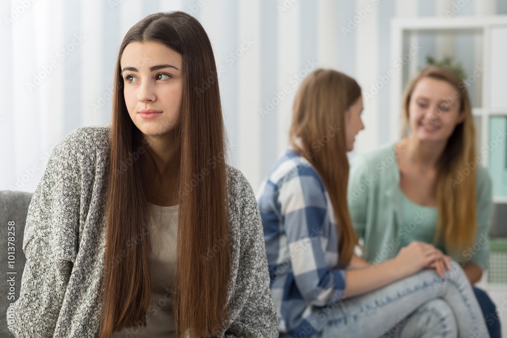Girl thinks about the problem Girl thinks about the problem