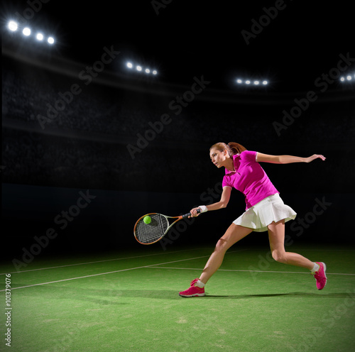 Woman tennis player on court