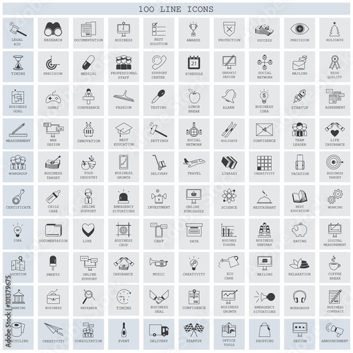 Thin Line Icons Set - Isolated On Background - Vector Illustration, Graphic Design. Collection Of: Investment, Seminar,Creativity,Target,Social Network,Delivery,Startup, Investment,Network,Staff Icons