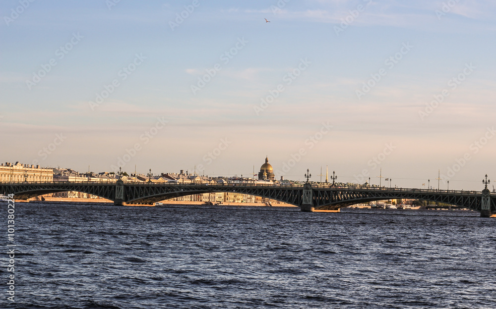 The historical view of St. Petersburg from the Neva River.