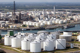 Oil storage tanks on in the Port of Rotterdam. 