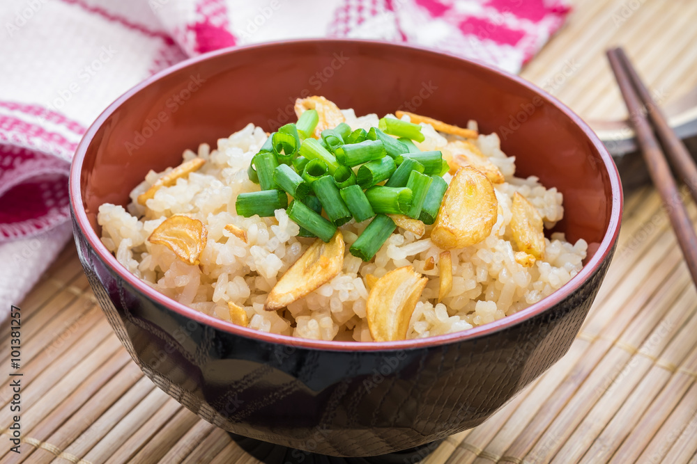 Fried rice with garlic in bowl Fried rice with garlic in bowl