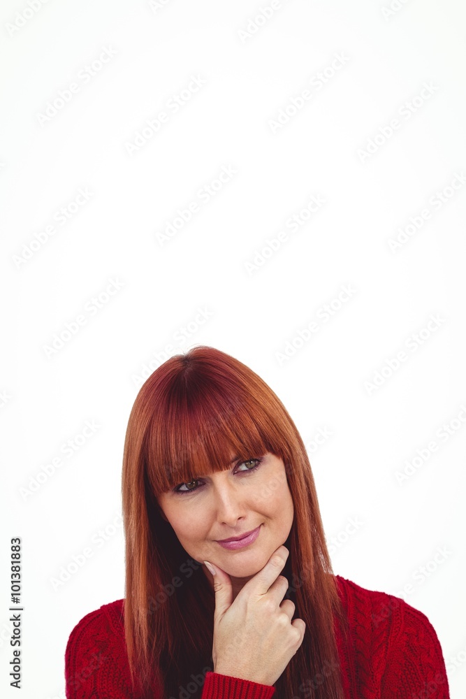 Thoughtful hipster woman looking next to the camera Thoughtful hipster woman looking next to the camera