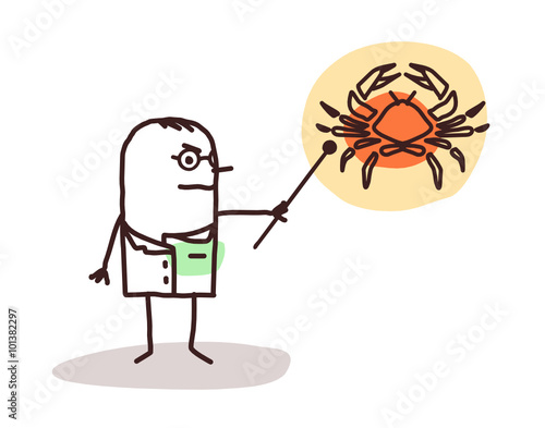 cartoon doctor with cancer sign