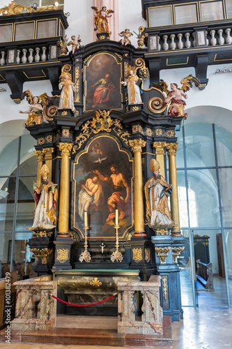 St. Michael Basilica interior at Mondsee, Austria.
