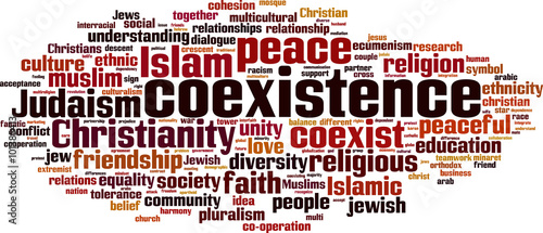 Coexistence word cloud concept. Vector illustration photo