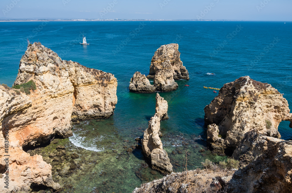 Rocky shore of Ponta da Piedade. Algarve Rocky shore of Ponta da Piedade. Algarve
