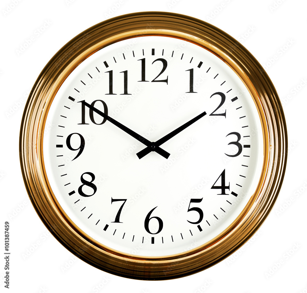 Wall clock isolated on white. Ten to two. Wall clock isolated on white. Ten to two.