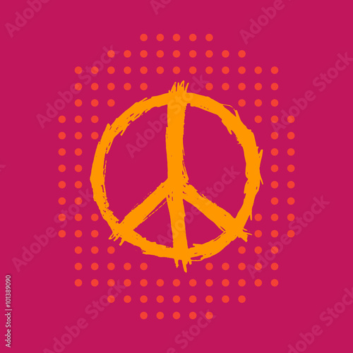 t-shirt design, print with peace sign and dots, vector illustration