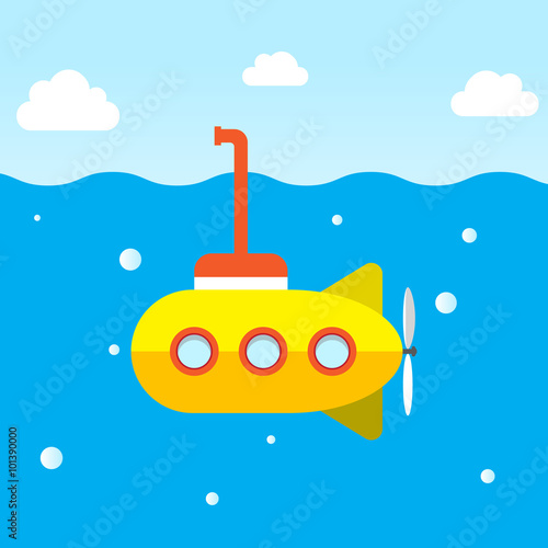 yellow submarine exploring under the sea