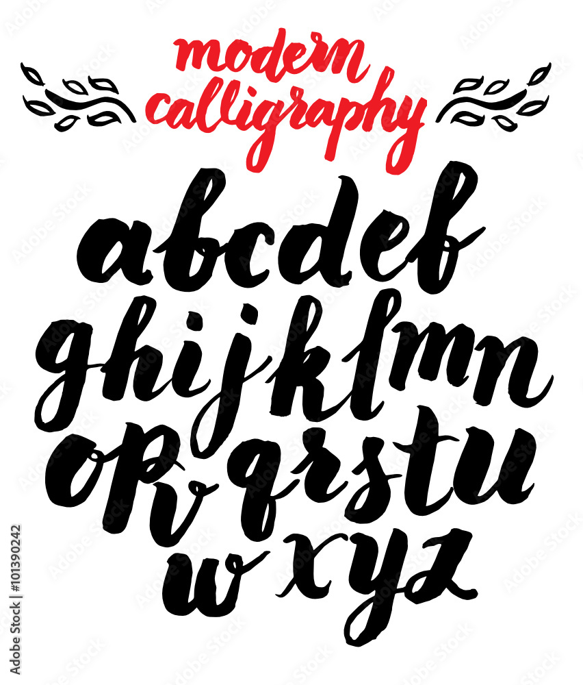 Vector handmade modern calligraphy Roman alphabet script Vector handmade modern calligraphy Roman alphabet script