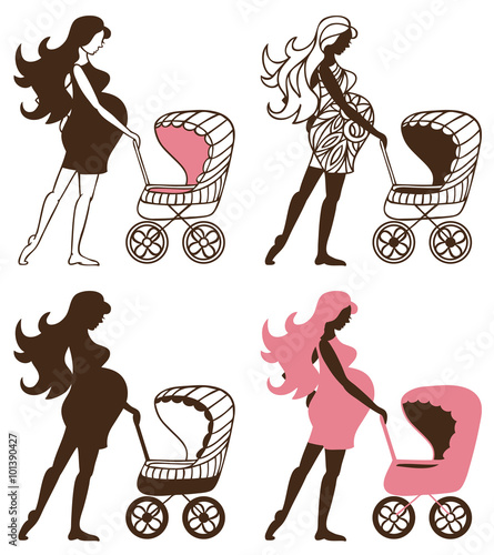 Pregnant woman with Strollers