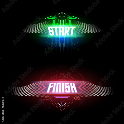 Futuristic start and finish flags