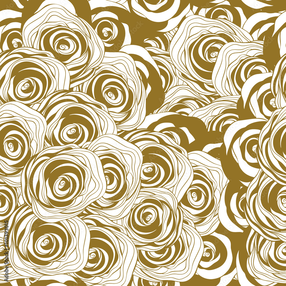  roses monochrome seamless pattern.