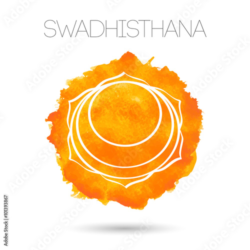 Vector isolated on white background illustration one of the seven chakras - Swadhisthana. Watercolor painted texture.