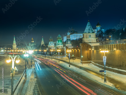 Amazing view of the Kremlin walls at night -1