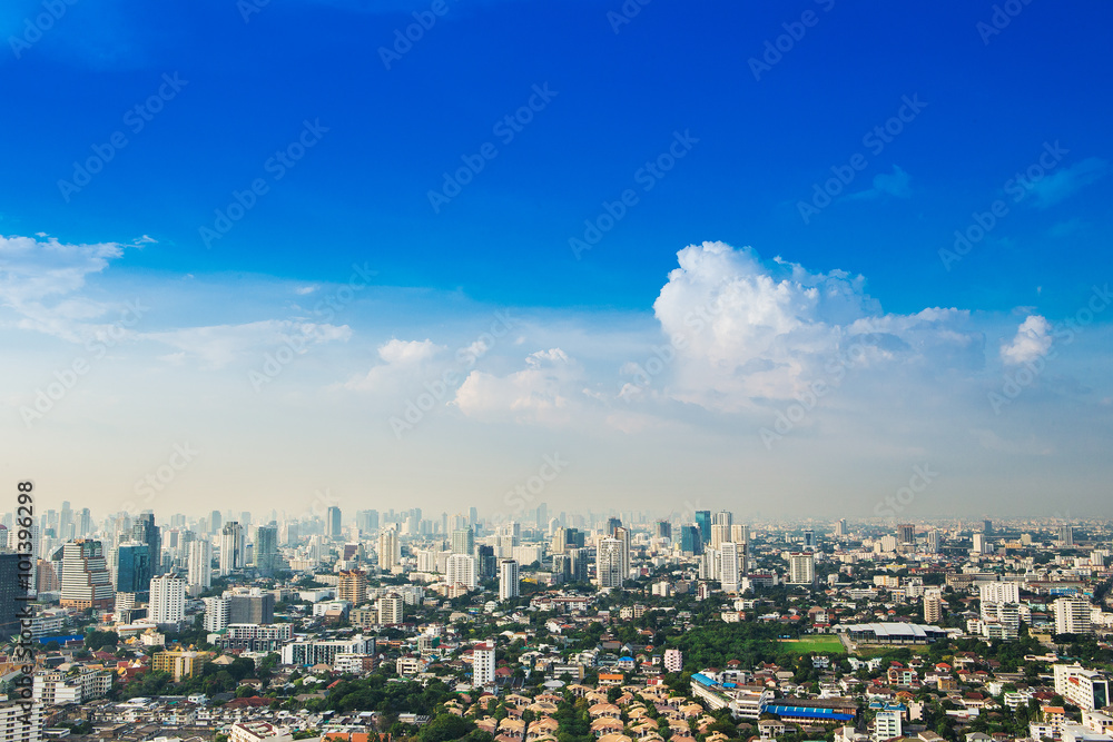 Bangkok Metropolis, aerial view over the biggest city in Thailan