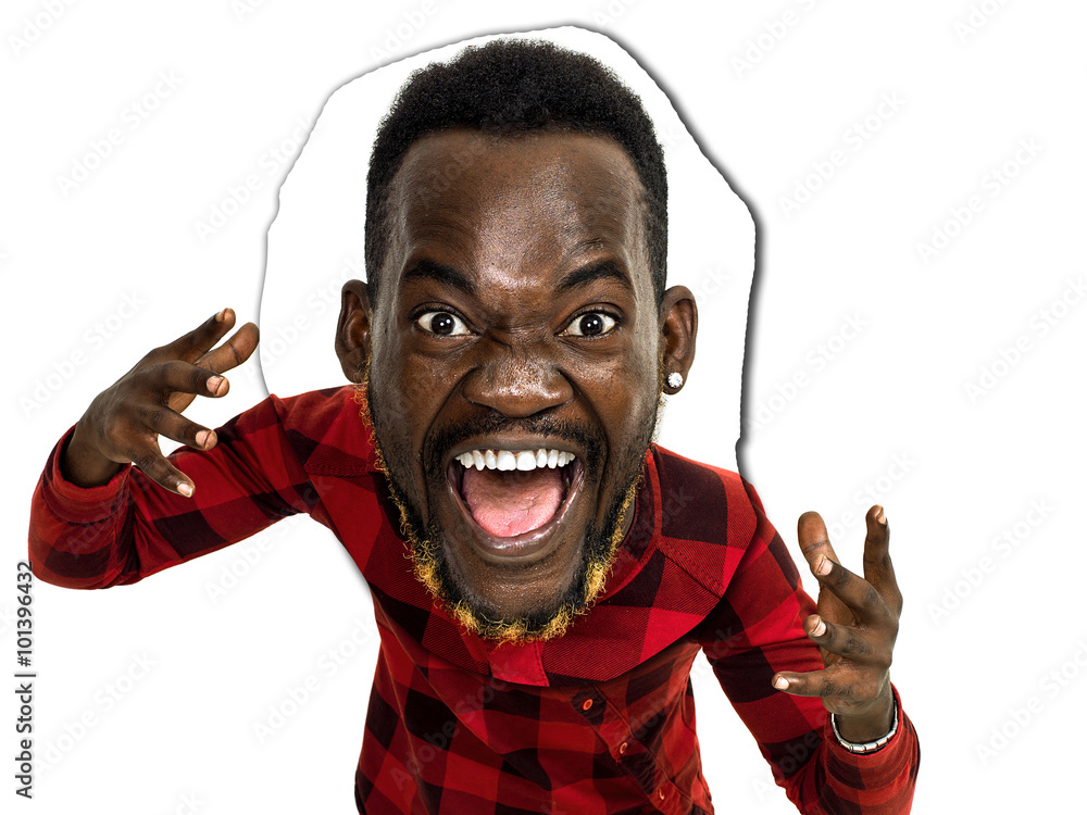 Angry african man funny portrait Stock Photo | Adobe Stock