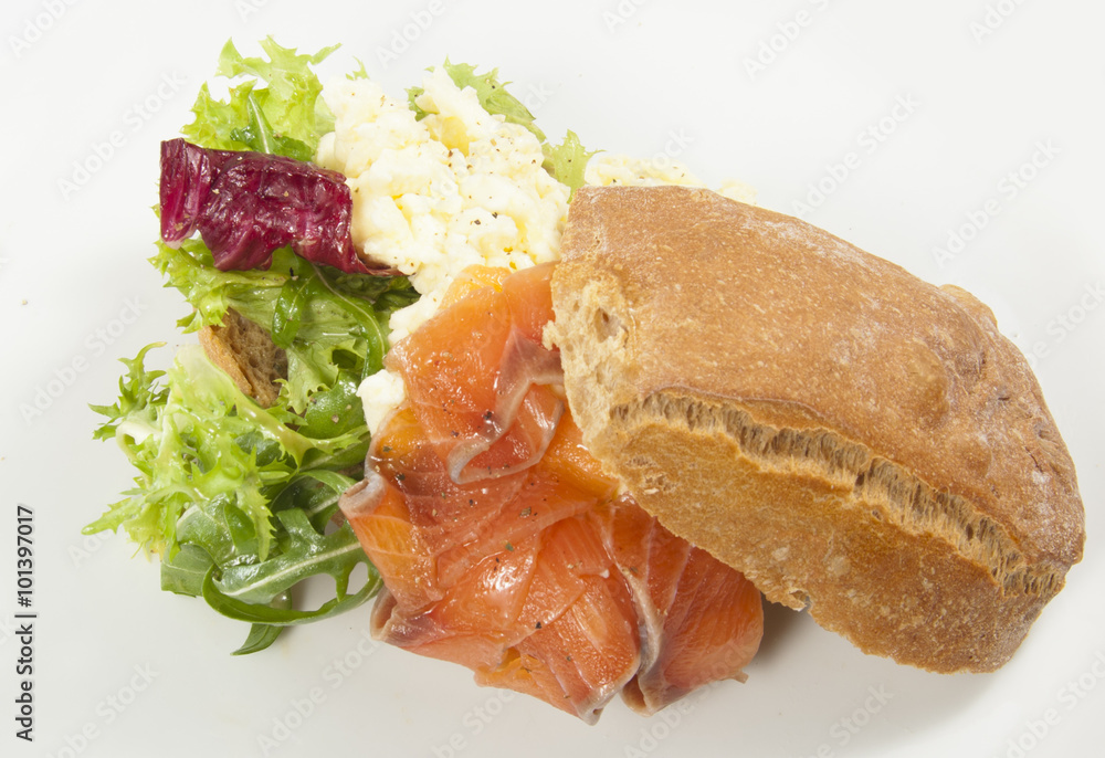 scramble with salted salmon home with Italian herbs at home scramble with salted salmon home with Italian herbs at home
