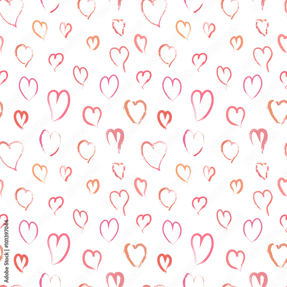Pink hand drawn hearts, seamless pattern Pink hand drawn hearts, seamless pattern