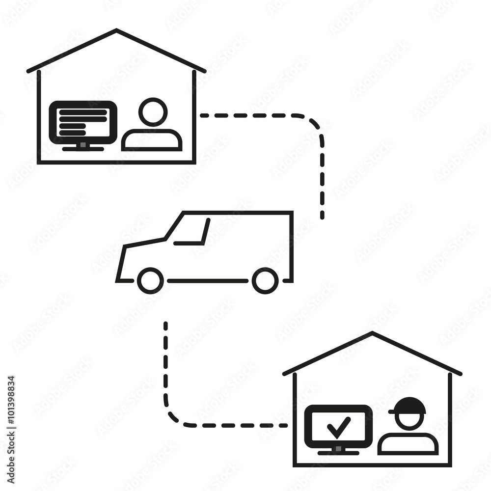 Order via internet modern line graphic vector Order via internet modern line graphic vector