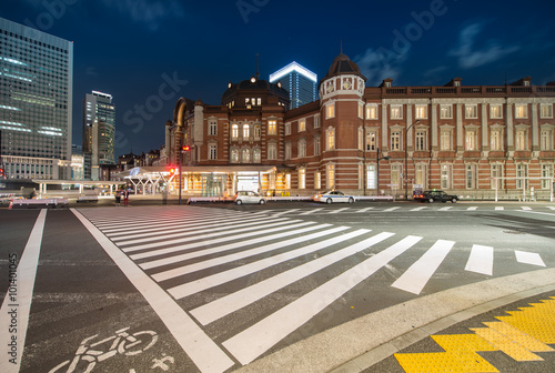 Junction at Marunouchi Tokyo Station at night