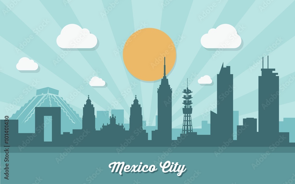 Mexico City skyline - flat design