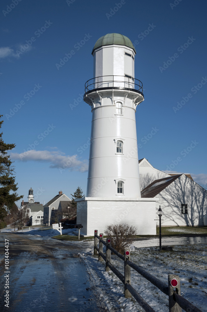 Cape Elizabeth Range Lights in Icy Winter Season Cape Elizabeth Range Lights in Icy Winter Season