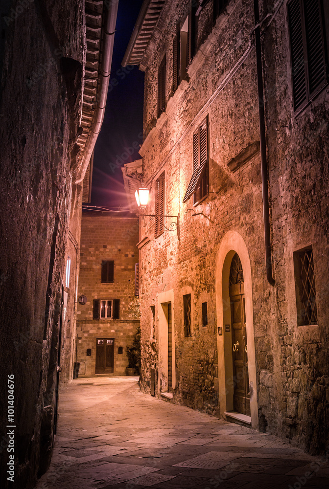Fototapeta premium Pienza nocą, Toskania
