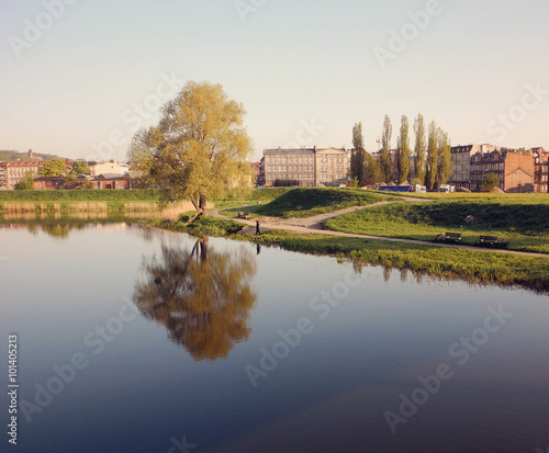 Landscape of the river in Gdansk.